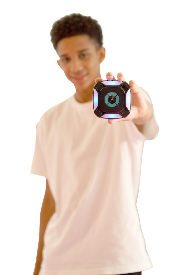 Boy holding an ActivePod reaction pod