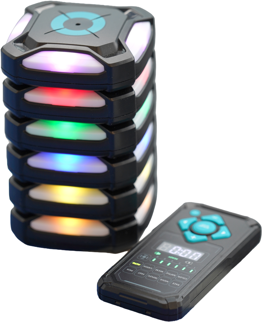 Stack of six ActivePod pods with the remote controller