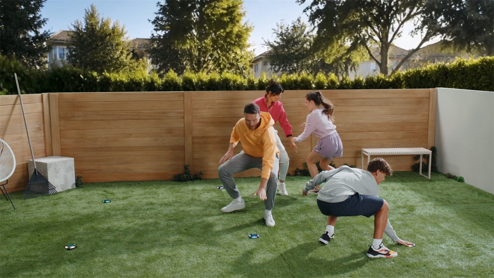Friends playing ActivePod on a lawn